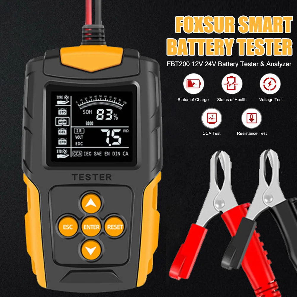 Car Battery Tester 12V/24V CCA 3Ah-200Ah Battery Analyzer Digital Charging Cranking System Tester for Car Motorcycle Truck Boat
Car Battery Tester 12V/24V CCA 3Ah-200Ah Battery Analyzer Digital Charging Cranking System Tester for Car Motorcycle Truck Boat