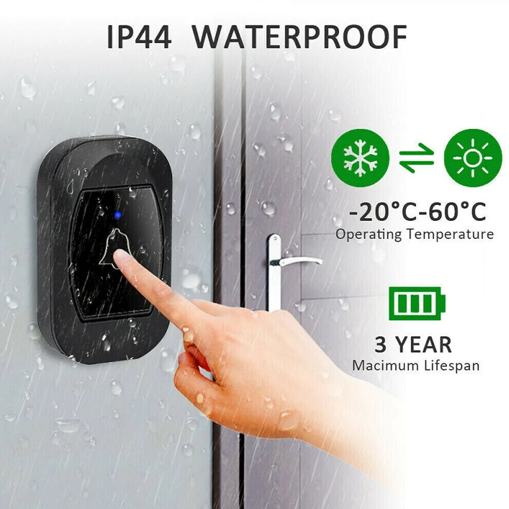 Waterproof Clock Wireless Doorbell Home Outdoor Smart Door Bell Wall Door Chime Kit 500ft US Plug
Waterproof Clock Wireless Doorbell Home Outdoor Smart Door Bell Wall Door Chime Kit 500ft US Plug