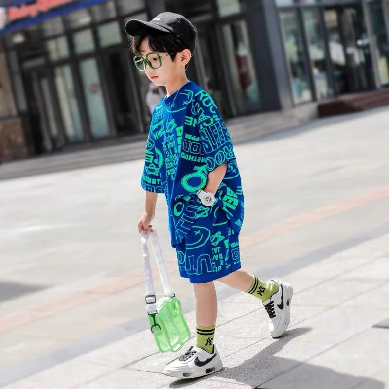 Детская одежда модная летняя для мальчиков-подростков Корейская Повседневная