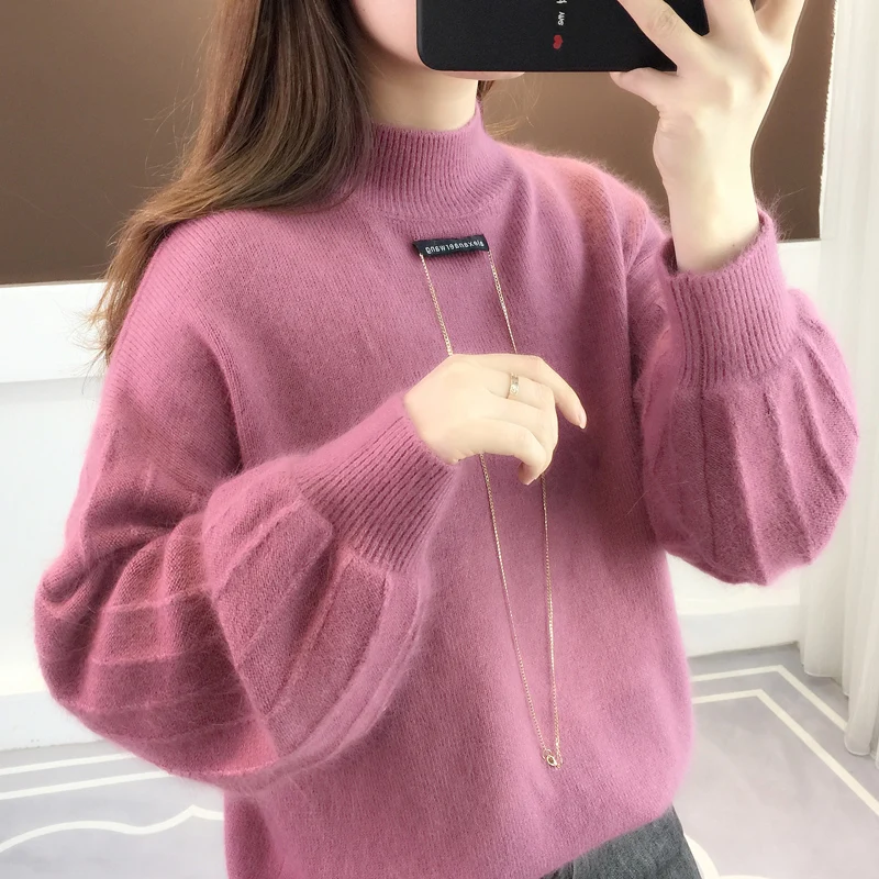 Autumn Winter Knitted Sweater 2021 Female Tops with Chain Women New Korean Fashion Loose Lazy Lantern Sleeve Sweaters Pullovers
Autumn Winter Knitted Sweater 2021 Female Tops with Chain Women New Korean Fashion Loose Lazy Lantern Sleeve Sweaters Pullovers