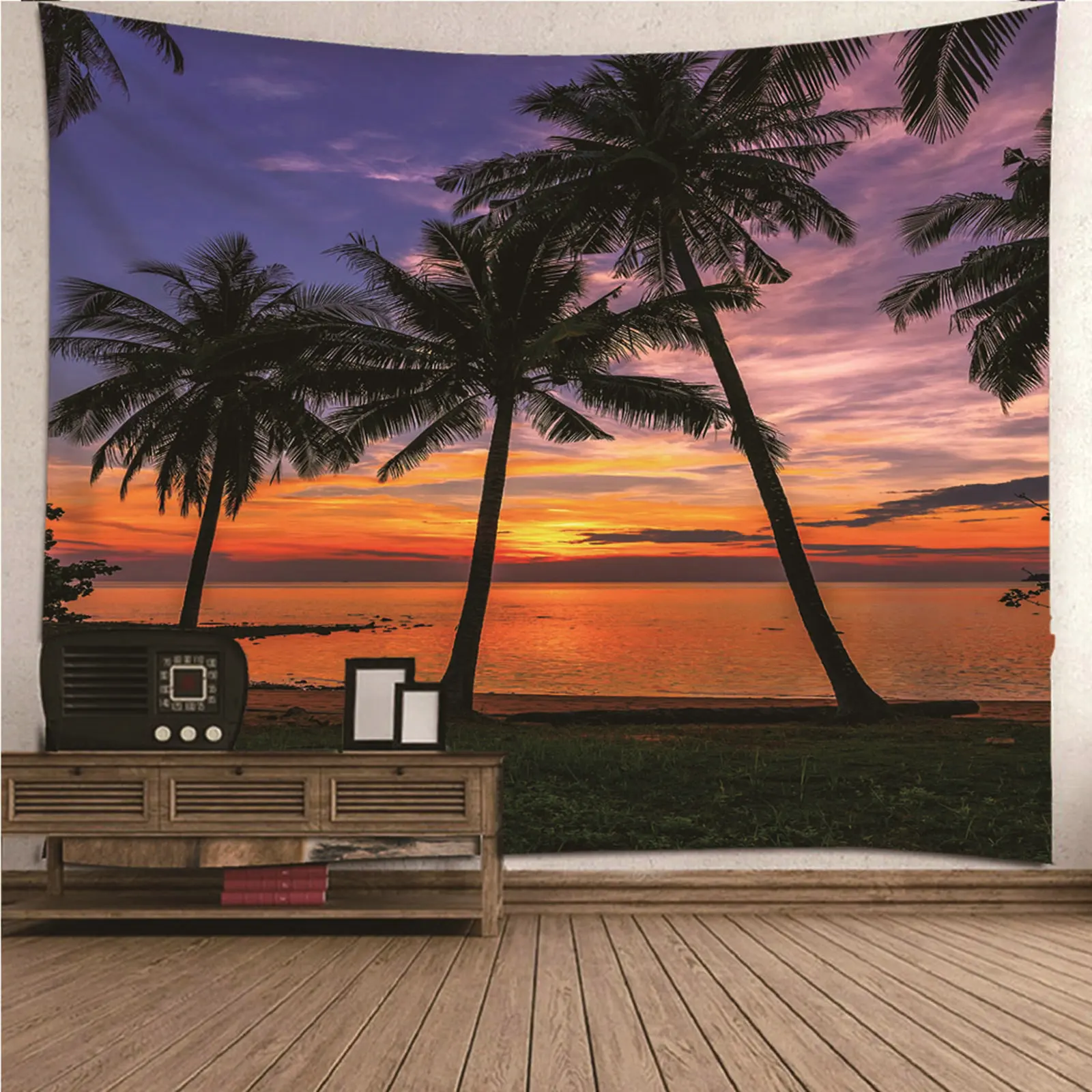 

Wall Art Hanging Large Tapestry Throw natural scenery Sunset Beach Coconut Tree Wall Hanging Blanket Dorm Art Decor Covering