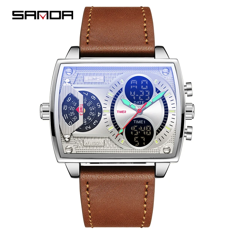 SANDA New Dual Display Electronic Quartz Watch for Men Top Brand Waterproof Multifunction Sports Fashion Leather Luxury Watches
SANDA New Dual Display Electronic Quartz Watch for Men Top Brand Waterproof Multifunction Sports Fashion Leather Luxury Watches