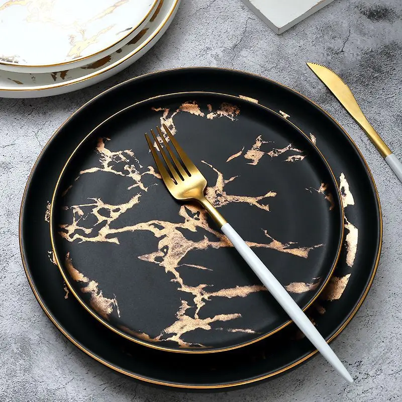 New Nordic Wind Ceramic Phnom Penh Plate Golden Marble High-end Western Food Plate Steak Plate Serving Platter
New Nordic Wind Ceramic Phnom Penh Plate Golden Marble High-end Western Food Plate Steak Plate Serving Platter