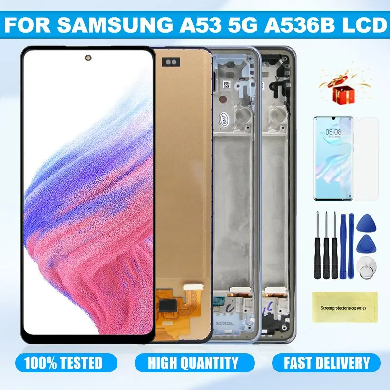 6,5 ''AMOLED для Samsung Galaxy A53 5G A536 A536B A536U ЖК-дисплей с сенсорным экраном и цифровым преобразователем отпечатков пальцев в сборе для ремонта
6,5 ''AMOLED для Samsung Galaxy A53 5G A536 A536B A536U ЖК-дисплей с сенсорным экраном и цифровым преобразователем отпечатков пальцев в сборе для ремонта