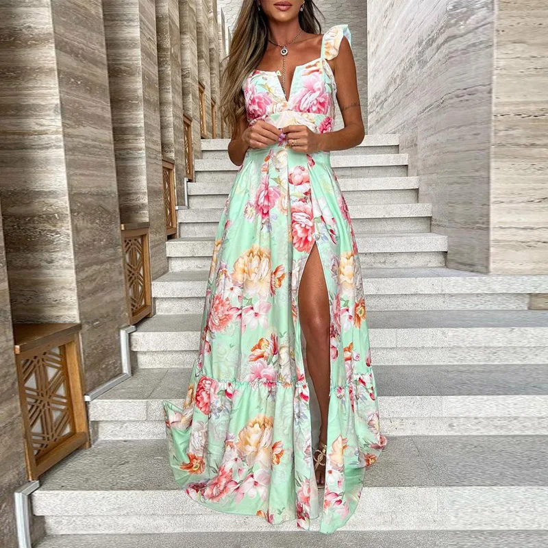 Sexy High Split Draped Party Dress 2023 Women Floral Print Evening Dress Banquet Deep V-neck Flying Short Sleeve Long Dress
Sexy High Split Draped Party Dress 2023 Women Floral Print Evening Dress Banquet Deep V-neck Flying Short Sleeve Long Dress