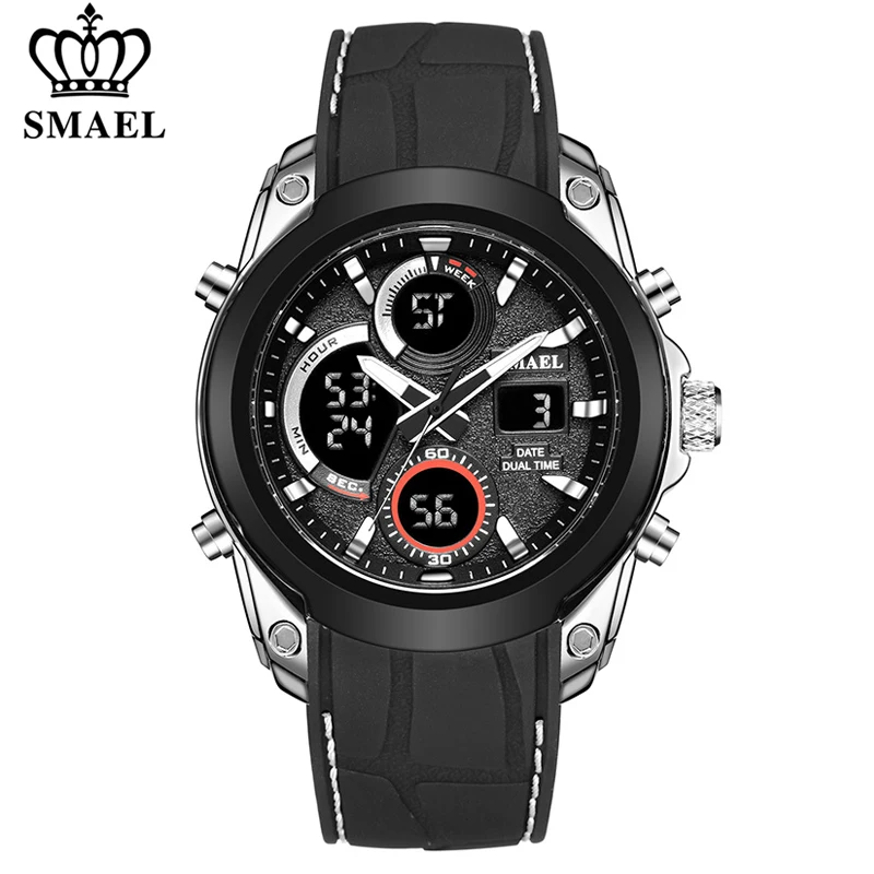 

SMAEL Mens Sports Watches Fashion Waterproof LED Analog Digital Watch Men Multifunction Military Backlight Clock Male WristWatch