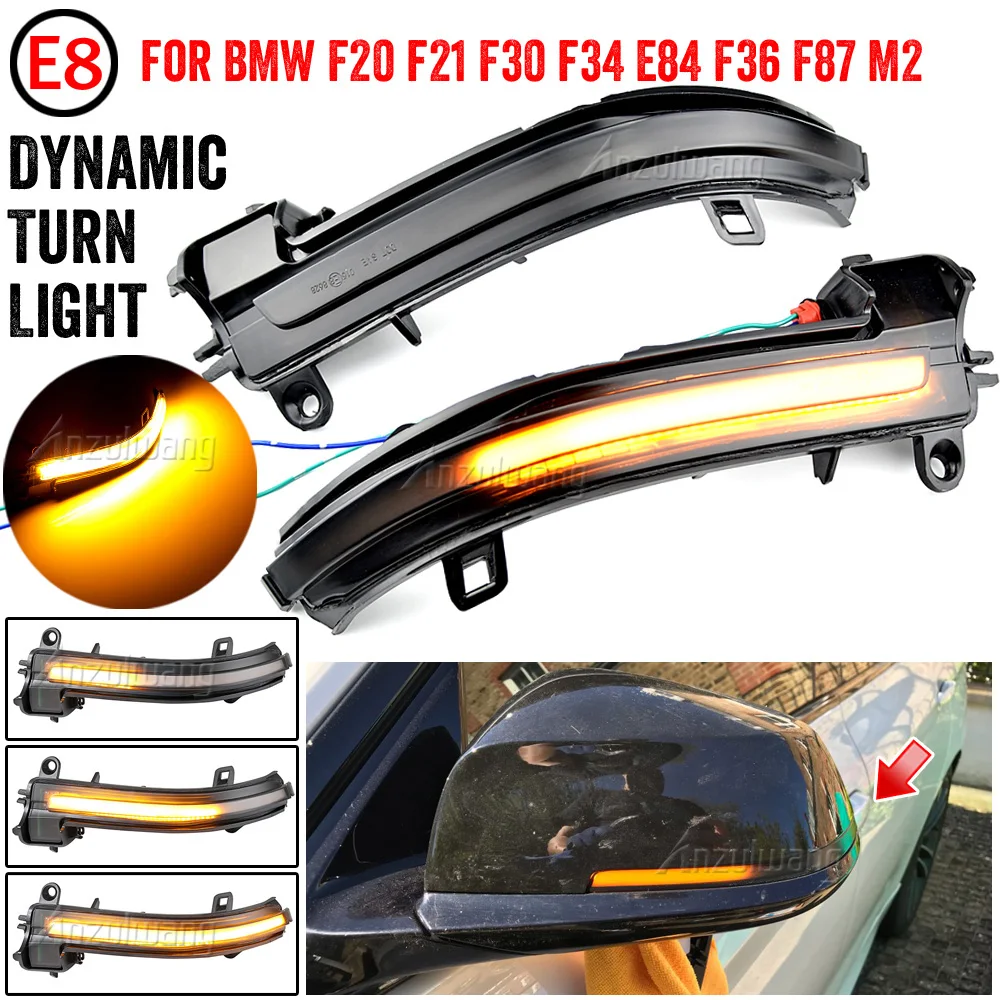 

For BMW 1 2 3 4 X1 Series M2 F20 F22 F30 F34 F36 E84 F87 Dynamic Black LED Turn Signal Light Sequential Rearview Mirror Light