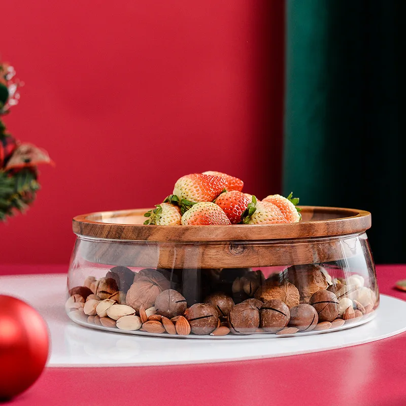 Glass Bowl with Wood Plate Fruit Nut Dried Storage Box Container Candy Storage Box Fruit Tray with Wooden Lid for Home Kitchen
Glass Bowl with Wood Plate Fruit Nut Dried Storage Box Container Candy Storage Box Fruit Tray with Wooden Lid for Home Kitchen