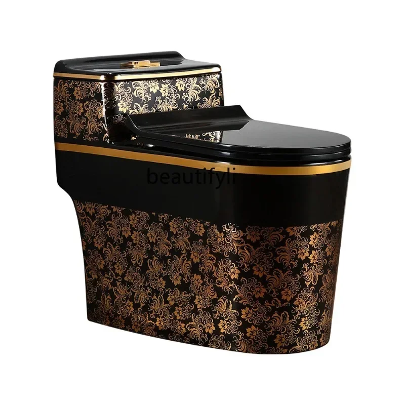 Domestic Toilet Siphon Black Gold Color Luxury Chinese Retro Pumping Personality Creative Ceramic Pedestal Toilet
Domestic Toilet Siphon Black Gold Color Luxury Chinese Retro Pumping Personality Creative Ceramic Pedestal Toilet