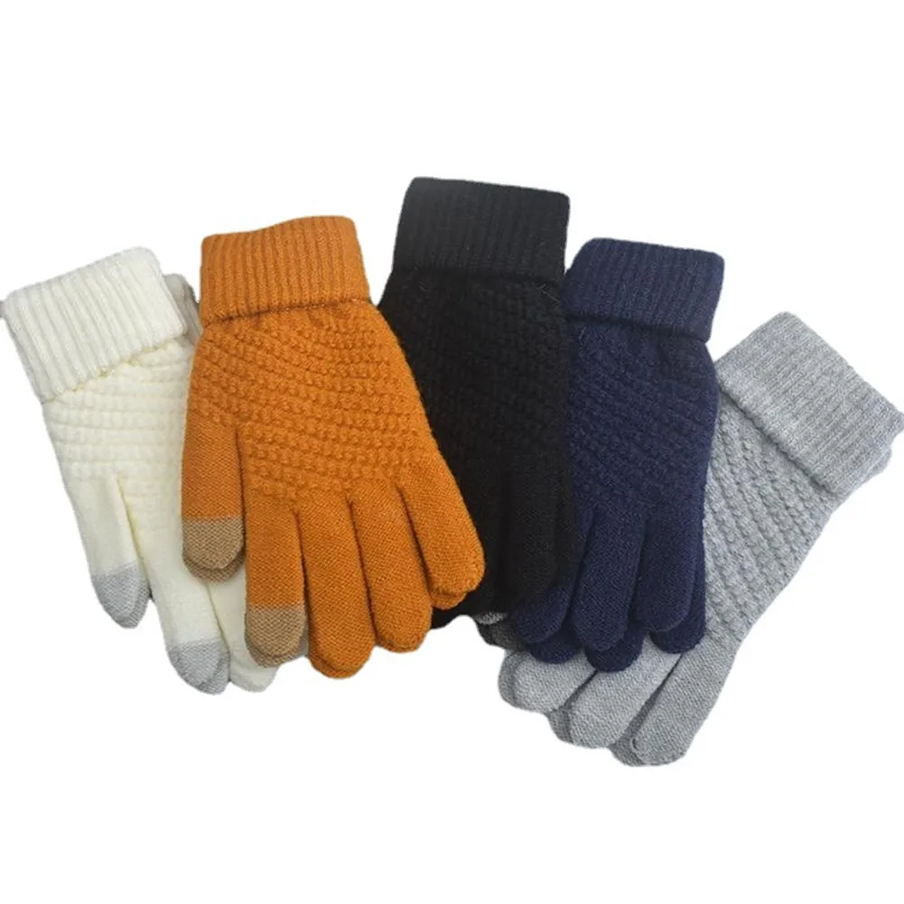 Фото Перчатки для мужчин и женщин Осень-зима мягкие вязаные перчатки сенсорных