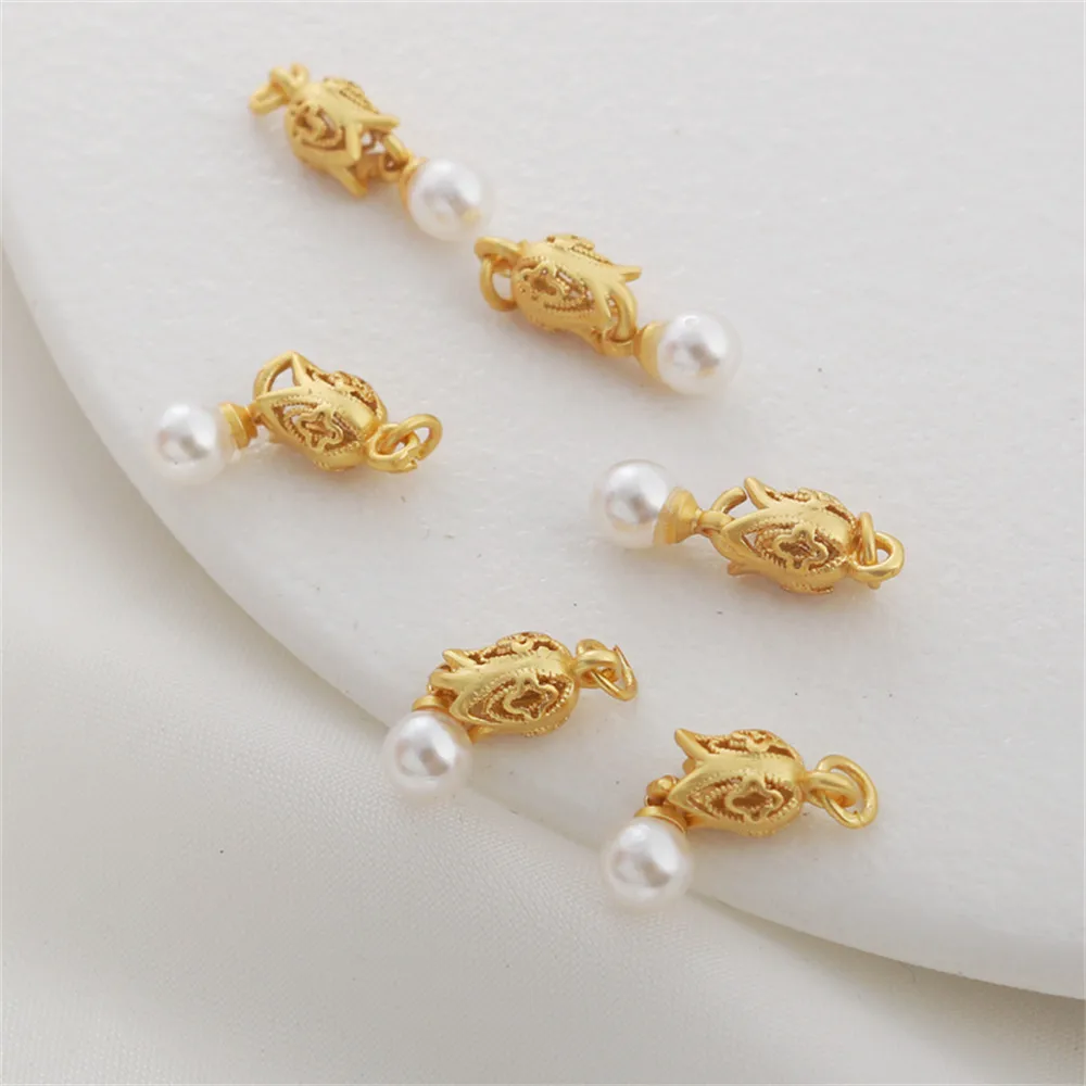 Antique matte gold covered gold small flower package hanging pearl shell bead chain earrings diy handmade jewelry earrings
Antique matte gold covered gold small flower package hanging pearl shell bead chain earrings diy handmade jewelry earrings