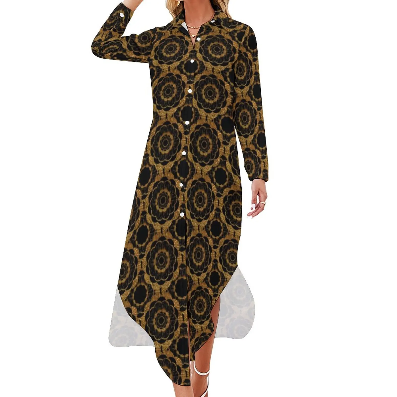 Retro Mandala Chiffon Dress Sexy V Neck Gold Floral Print Kawaii Dresses Women Streetwear Casual Dress Birthday Present
Retro Mandala Chiffon Dress Sexy V Neck Gold Floral Print Kawaii Dresses Women Streetwear Casual Dress Birthday Present