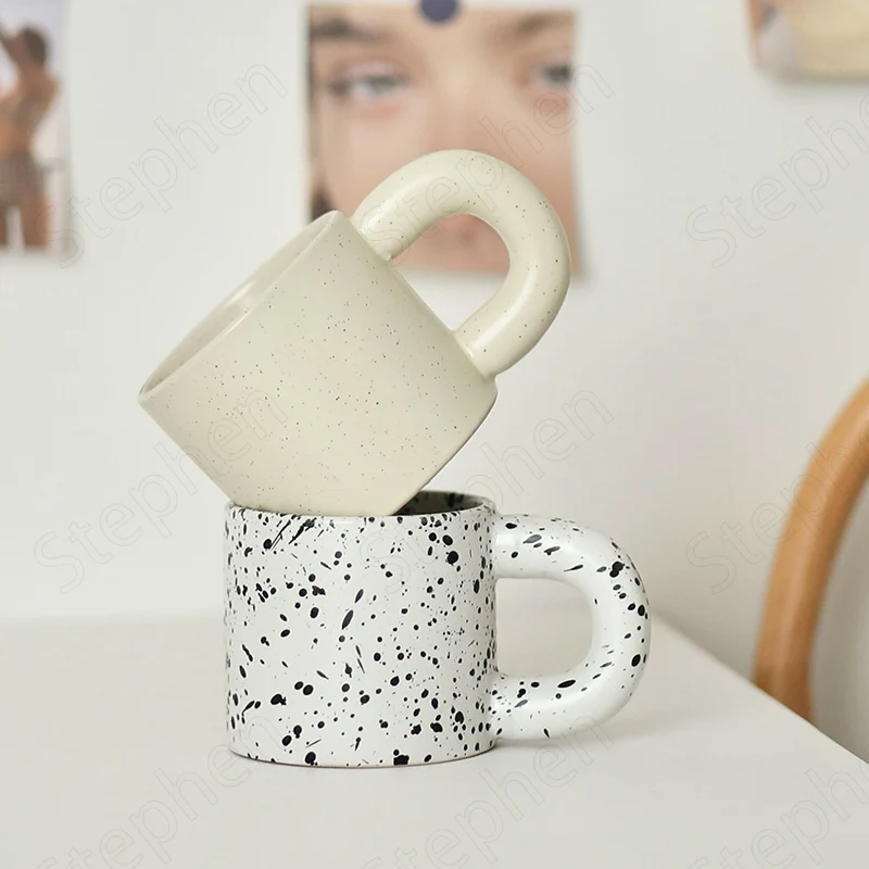 

Креативная керамическая кофейная чашка с брызгами и чернилами, в скандинавском стиле, современные пухлые чашки, кружки для завтрака, молока, овсянки, кружка для офиса, Настольная кружка для питья