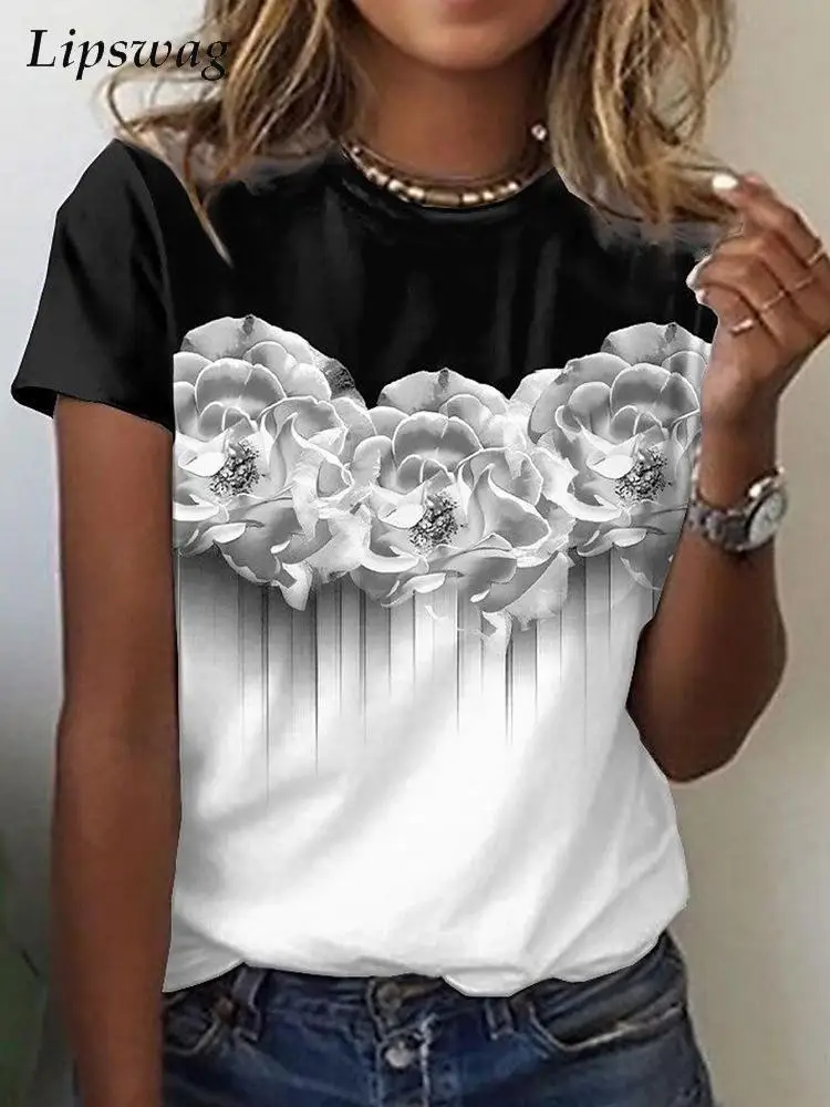 Spring Summer Loose Casual T-shirt Female Elegant Floral Print O Neck Pullover Tops 2022 Women Short Sleeve Tee Shirt Streetwear
Spring Summer Loose Casual T-shirt Female Elegant Floral Print O Neck Pullover Tops 2022 Women Short Sleeve Tee Shirt Streetwear
