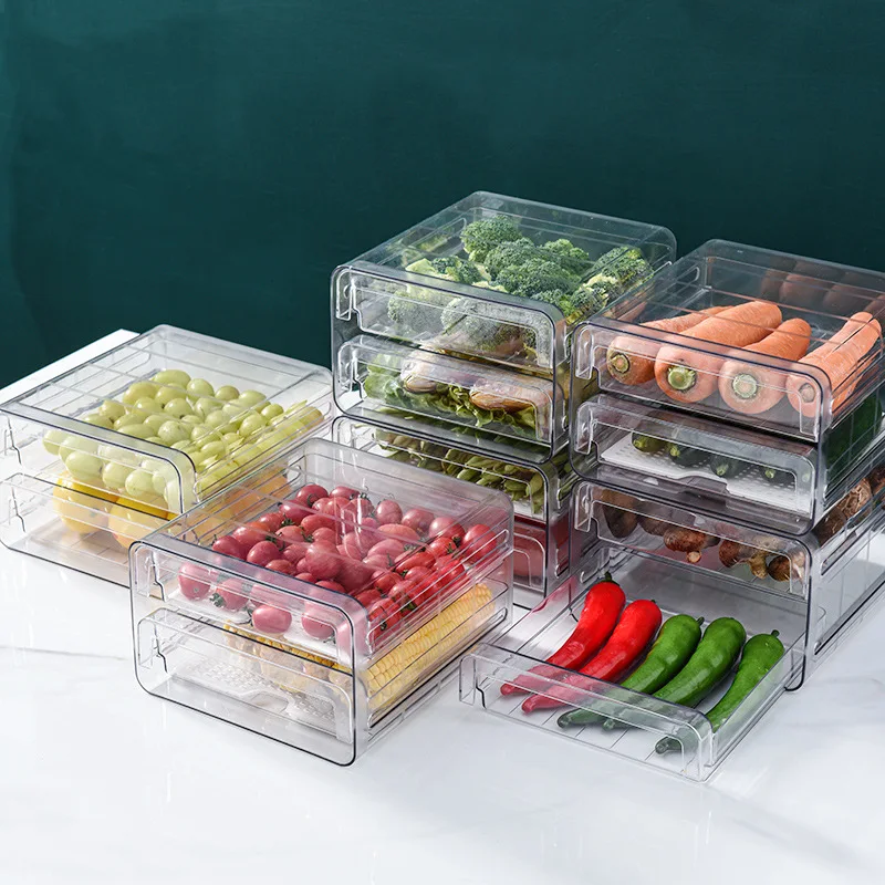 Kitchen Refrigerator Storage Box PET Transparent Double-layer Fruit and Vegetable Freezer Kitchen Organizer Fridge Organizer
Kitchen Refrigerator Storage Box PET Transparent Double-layer Fruit and Vegetable Freezer Kitchen Organizer Fridge Organizer