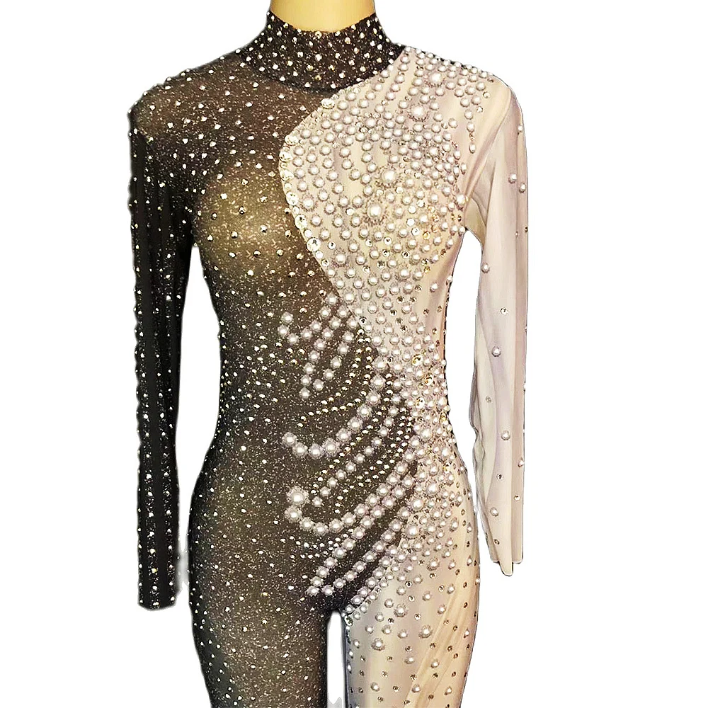 Sparkly Rhinestone Luxury Long Sleeve Jumpsuit Skinny Stretch Women Bodysuit Nightclub DJ Singer Dance Costumes Lady Stage Wear
Sparkly Rhinestone Luxury Long Sleeve Jumpsuit Skinny Stretch Women Bodysuit Nightclub DJ Singer Dance Costumes Lady Stage Wear