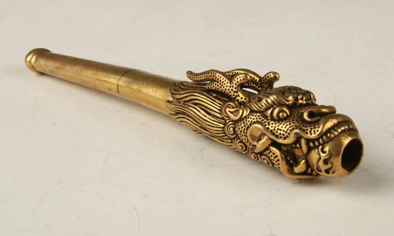 

COLLECTION BRASS HAND-CARVED DRAGON STATUE OLD SMOKING TOOL Statues 20520