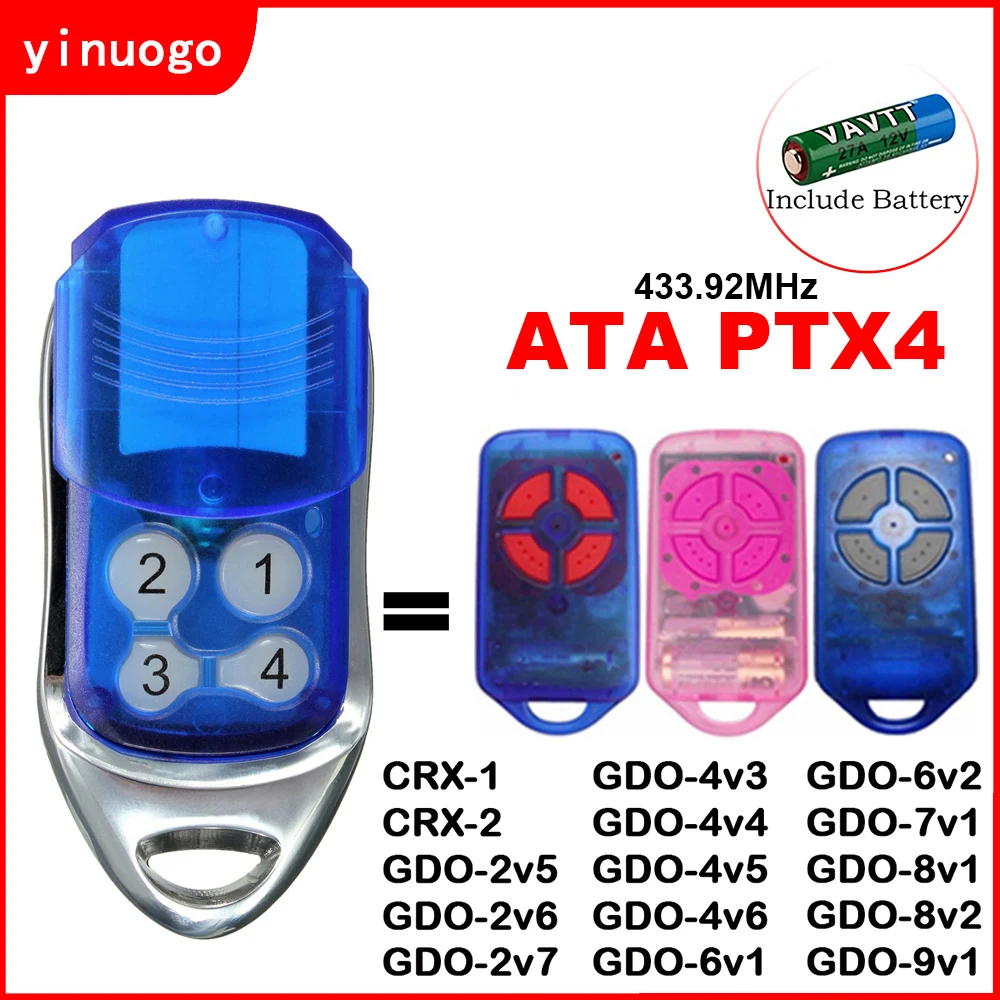 100% Compatible With ATA PTX4 SecuraCode Garage Door Remote Control Gate Opener 433.92MHz Rolling Code For CRX-1 CRX-2 Receiver
100% Compatible With ATA PTX4 SecuraCode Garage Door Remote Control Gate Opener 433.92MHz Rolling Code For CRX-1 CRX-2 Receiver