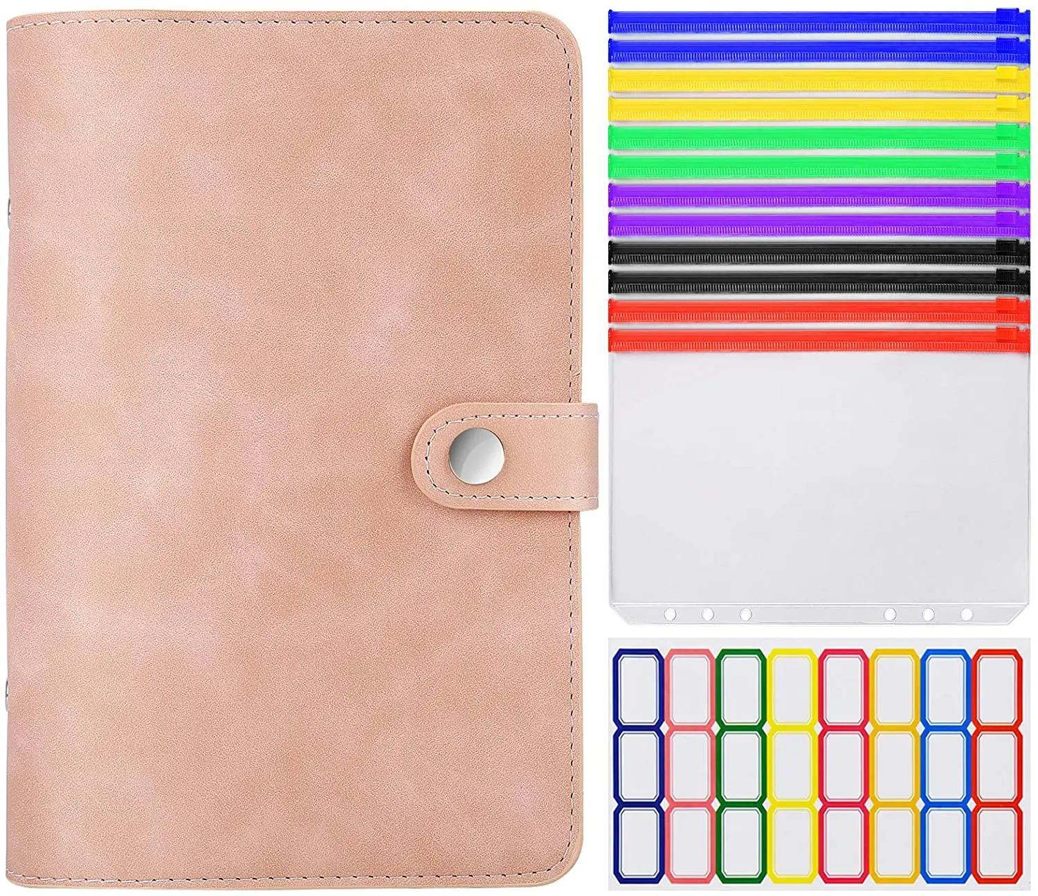 A6 Leather Binder Cover with Plastic Pockets 6 Ring Soft Refillable Notebook Binder 12 Colored Clear Zipper Envelope for Budget
A6 Leather Binder Cover with Plastic Pockets 6 Ring Soft Refillable Notebook Binder 12 Colored Clear Zipper Envelope for Budget