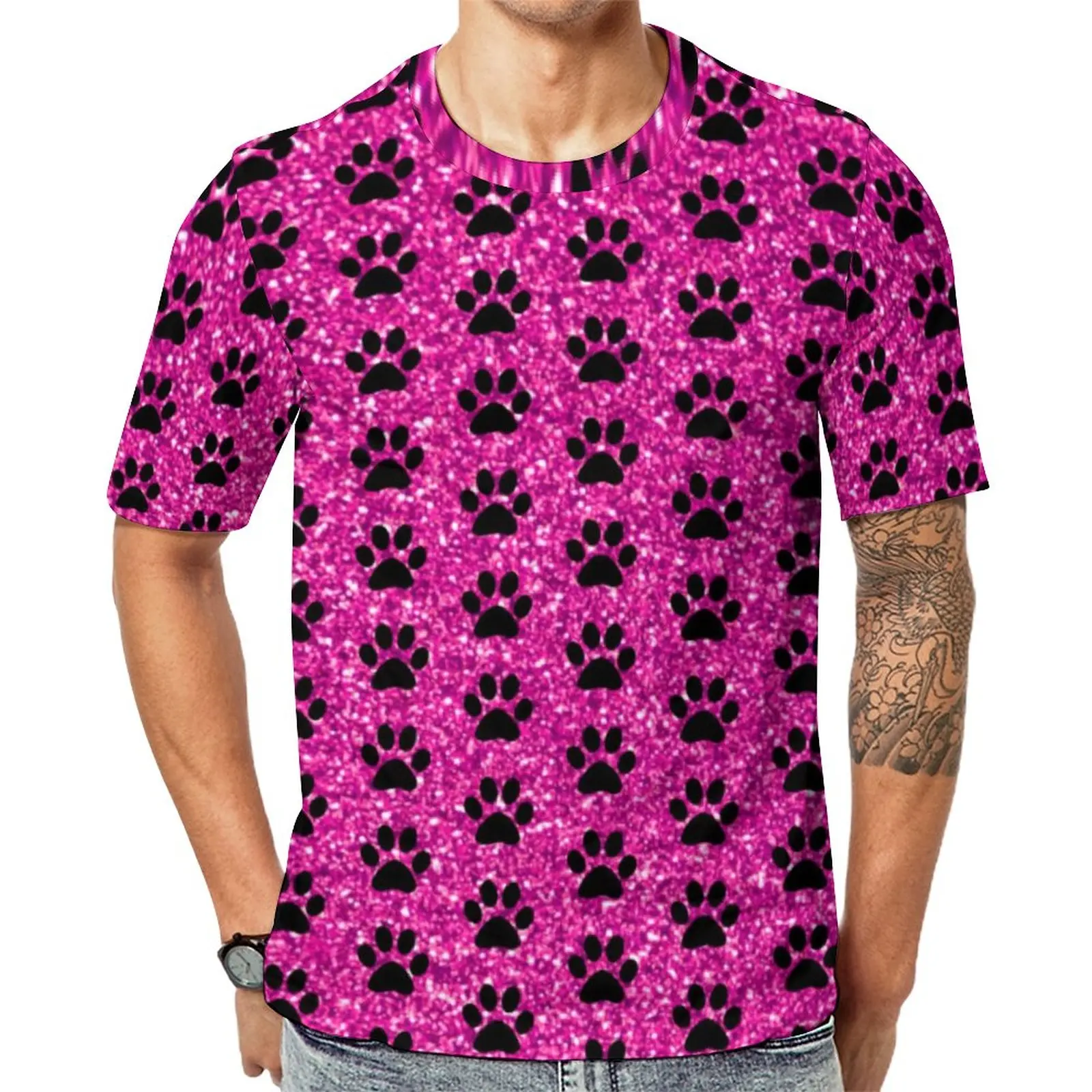 Dog Paws T-Shirt Purple Glitter Print Basic T Shirts O-Neck Hippie Tee Shirt Summer Men Printed Clothes Plus Size
Dog Paws T-Shirt Purple Glitter Print Basic T Shirts O-Neck Hippie Tee Shirt Summer Men Printed Clothes Plus Size