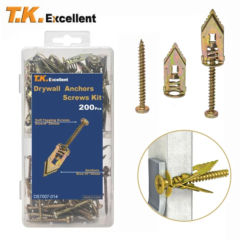 30/60/75/100Pcs Self Tapping Screws Self Drilling Anchors Screws Drywall Anchors Easy Application for Gypsum Plasterboard Dowel 
30/60/75/100Pcs Self Tapping Screws Self Drilling Anchors Screws Drywall Anchors Easy Application for Gypsum Plasterboard Dowel