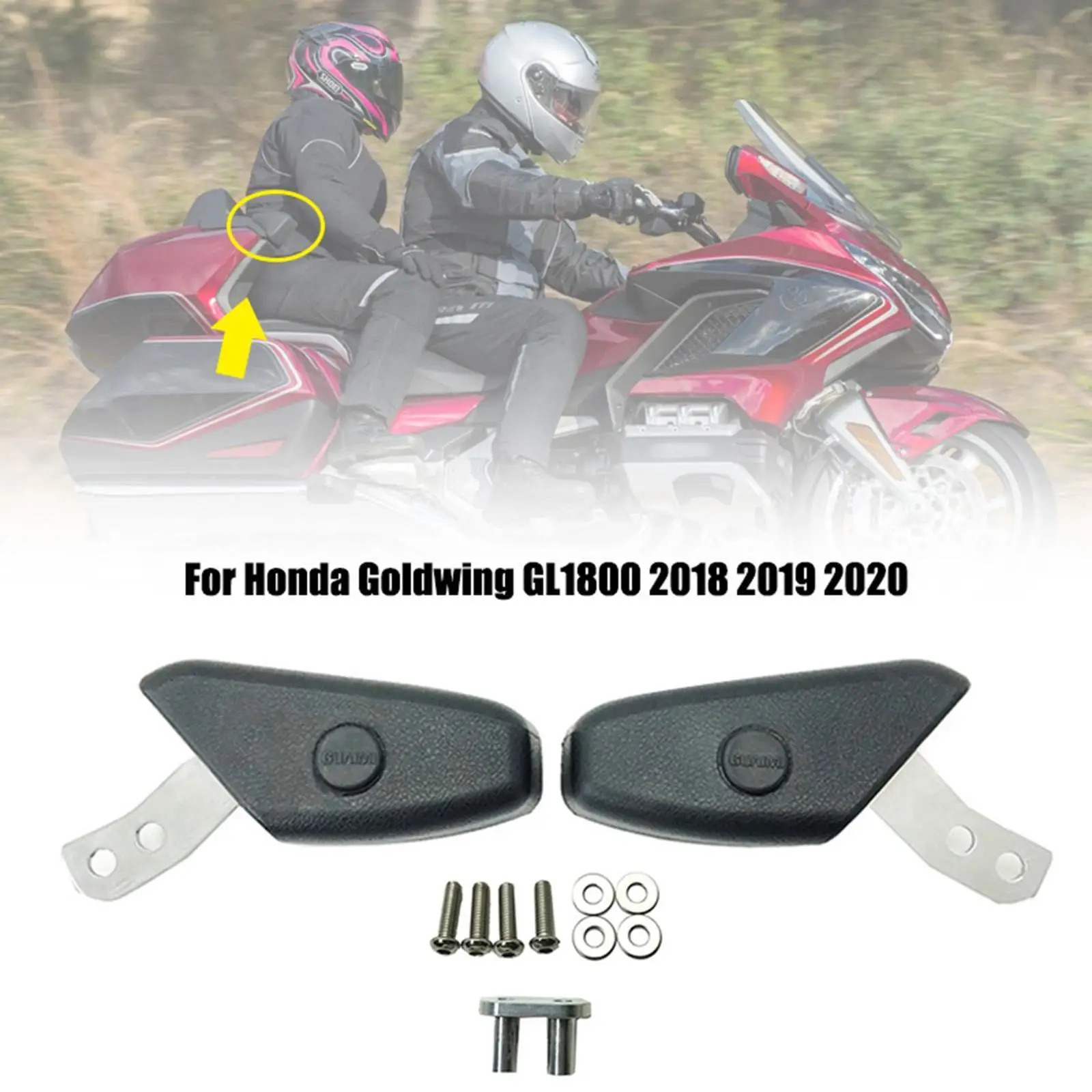 

1Pair Black Motorcycle Rear Passenger Armrests Fit for HONDA Goldwing 1800 GL1800 F6C 2018 2019 2020 Models, durable rubber