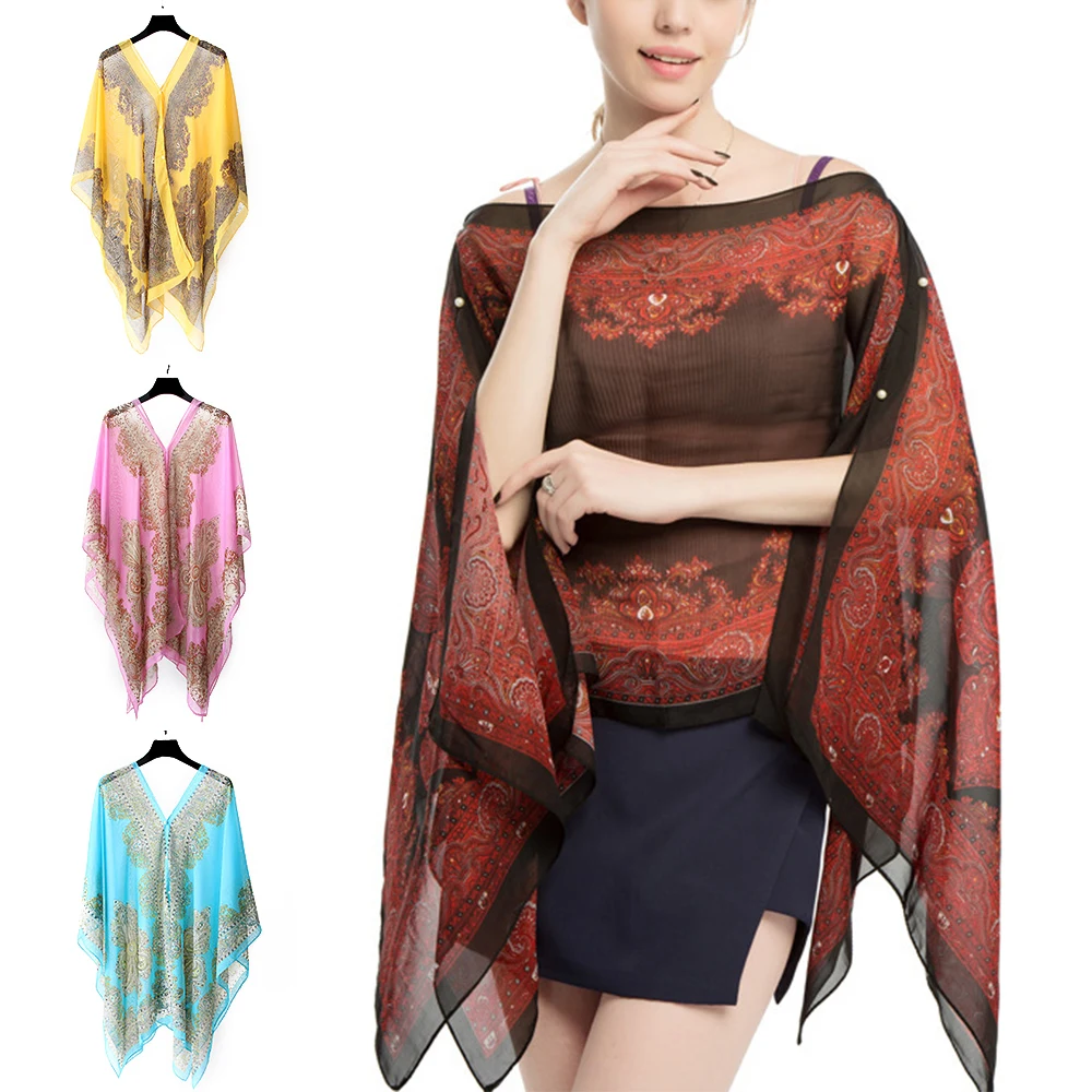 Woman Chiffon Blouse Scarf Shawl Printed Sunscreen Sun Protection Beach Loose Bikini Cover Tops Cashew Chiffon Pullover Scarves
Woman Chiffon Blouse Scarf Shawl Printed Sunscreen Sun Protection Beach Loose Bikini Cover Tops Cashew Chiffon Pullover Scarves