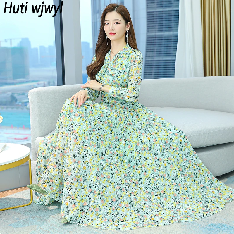 2022 Floral Chiffon Casual Boho Beach Sundress Spring Autumn Elegant Bodycon Maxi Dress Women Korean Vintage Party Midi Vestidos
2022 Floral Chiffon Casual Boho Beach Sundress Spring Autumn Elegant Bodycon Maxi Dress Women Korean Vintage Party Midi Vestidos