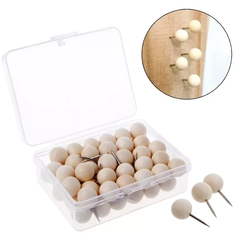 60 Pcs Round Wooden Thumbtack Japanese Creative Decorative Drawing Cork Board School Pin Push Pins Wood Head
60 Pcs Round Wooden Thumbtack Japanese Creative Decorative Drawing Cork Board School Pin Push Pins Wood Head