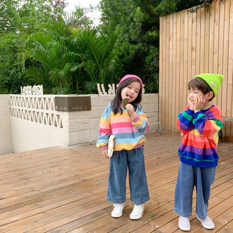 Korean style Autumn boys girls casual rainbow striped sweatshirts 2022 New arrival cotton loose clothes kids clothes 1-9 years
Korean style Autumn boys girls casual rainbow striped sweatshirts 2022 New arrival cotton loose clothes kids clothes 1-9 years