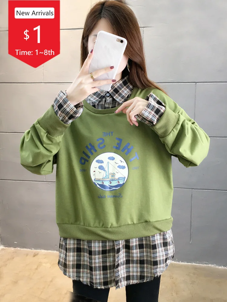 Женские тонкие толстовки с буквенным принтом, хлопковые толстовки большого размера в клетку с длинным рукавом и имитацией двух предметов в ...
Женские тонкие толстовки с буквенным принтом, хлопковые толстовки большого размера в клетку с длинным рукавом и имитацией двух предметов в ...