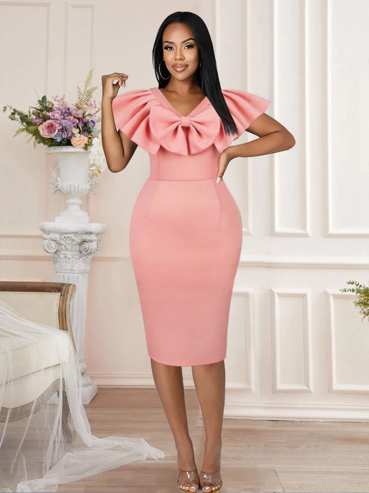 Ruffles Dresses Pink High Waist Cute Bowtie Women Summer Evening Party Gowns for Ladies Cocktail Event Occasion Outfits 2022 4XL
Ruffles Dresses Pink High Waist Cute Bowtie Women Summer Evening Party Gowns for Ladies Cocktail Event Occasion Outfits 2022 4XL