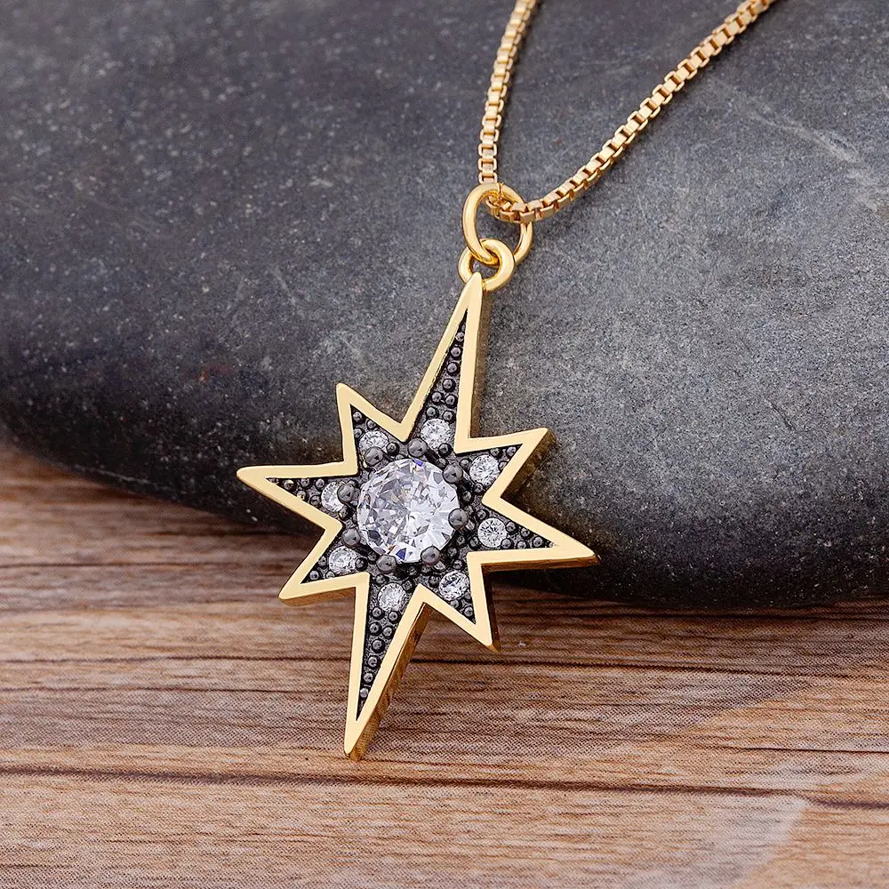 Nidin Gold Plated Japanese and Korean Style Eight-pointed Star Pendant Trendy Fashion Personality Micro Zircon Necklace Gift
Nidin Gold Plated Japanese and Korean Style Eight-pointed Star Pendant Trendy Fashion Personality Micro Zircon Necklace Gift