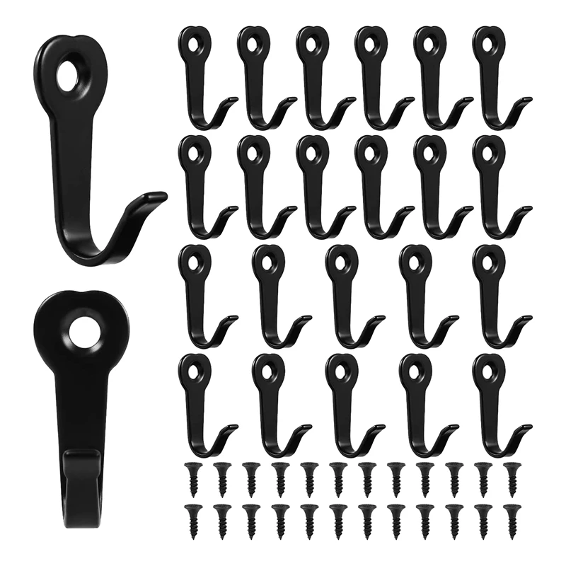 24 Piece Clothes Hook With Screws, Heavy Clothes Hanger Hook, Used For Wall Black Iron Practical Hook (Black)
24 Piece Clothes Hook With Screws, Heavy Clothes Hanger Hook, Used For Wall Black Iron Practical Hook (Black)