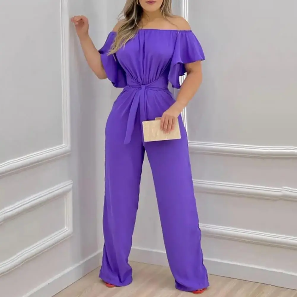 

Polyester Popular Casual Slinky Gradient Color Jumpsuit Simple Design Women Jumpsuit V-Neck for Gathering