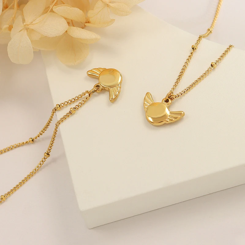 Stainless Steel Angel Wings Geometric Anime Pendant Necklaces Chokers Short Chain Trendy For Women Western Gold Plated Jewelry
Stainless Steel Angel Wings Geometric Anime Pendant Necklaces Chokers Short Chain Trendy For Women Western Gold Plated Jewelry
