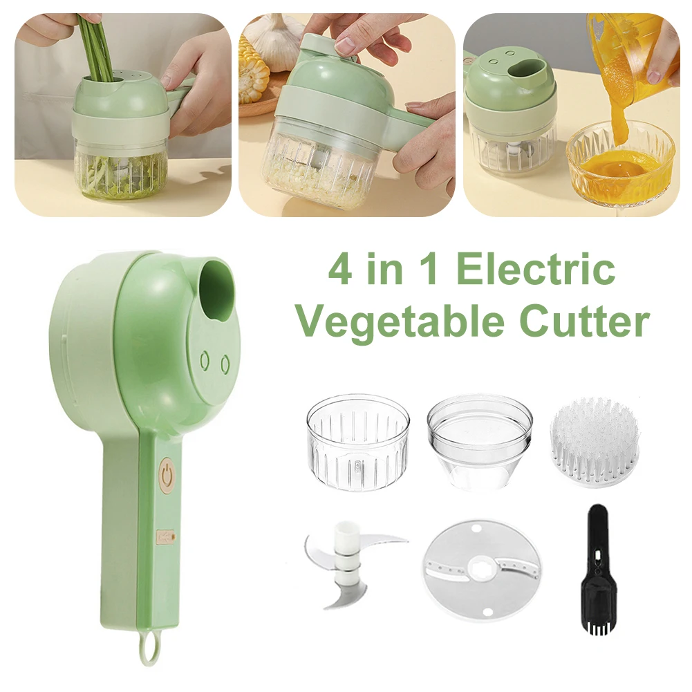 4 In 1 Handheld Electric Vegetable Cutter Set Durable Chili Vegetable Crusher Kitchen Tool USB Charging Ginger Masher Machine
4 In 1 Handheld Electric Vegetable Cutter Set Durable Chili Vegetable Crusher Kitchen Tool USB Charging Ginger Masher Machine