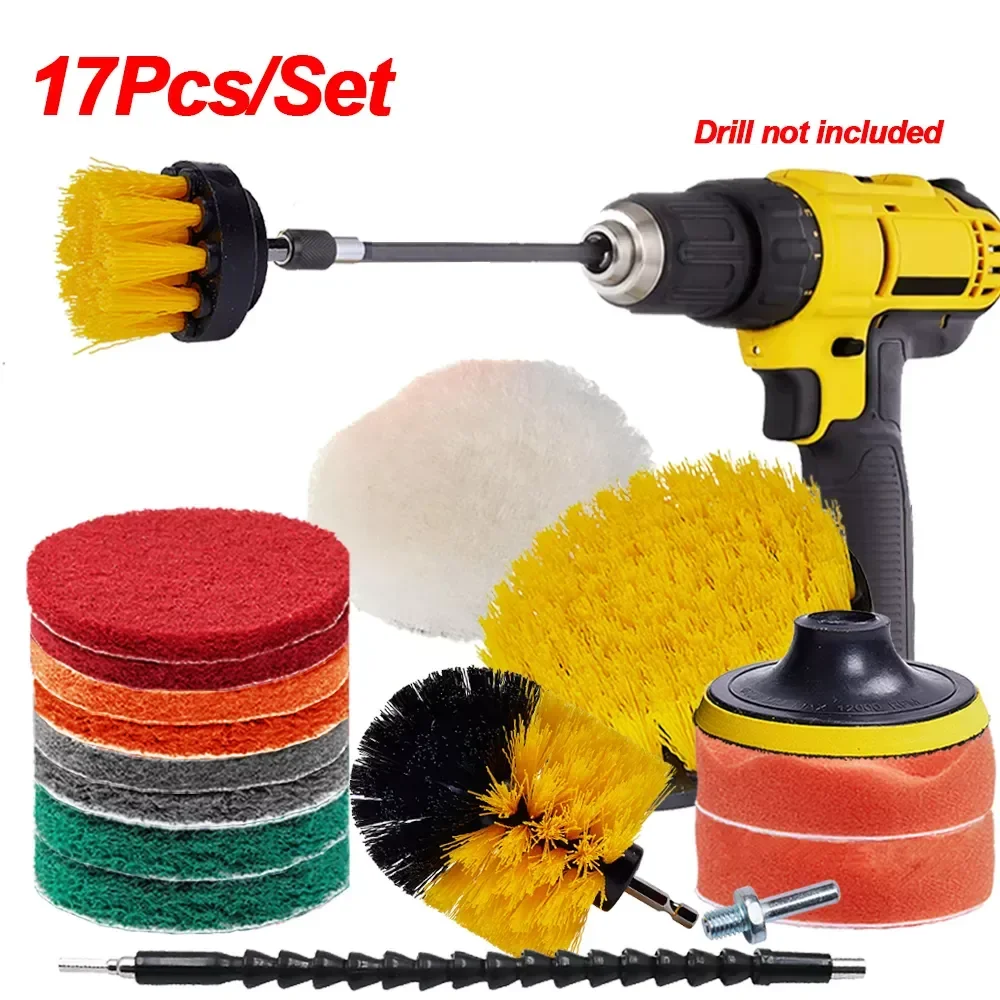 

Brush Set Detailing Brush For Car Tire Wheel Rim Cleaning Brushes For Screwdriver Foam Polishing Pad Car Cleaning Tools