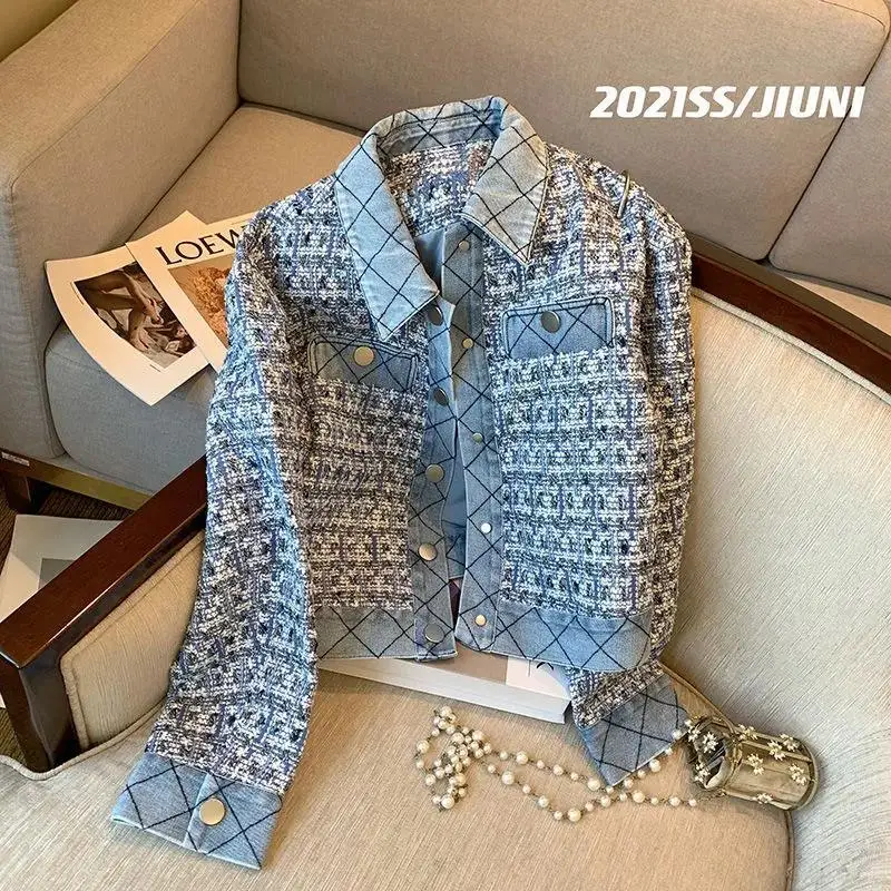 Xiaoxiangfeng Coat Women's 2022 Spring and Autumn New Blue Tweed Fashion Ladies Temperament Short Denim Top
Xiaoxiangfeng Coat Women's 2022 Spring and Autumn New Blue Tweed Fashion Ladies Temperament Short Denim Top
