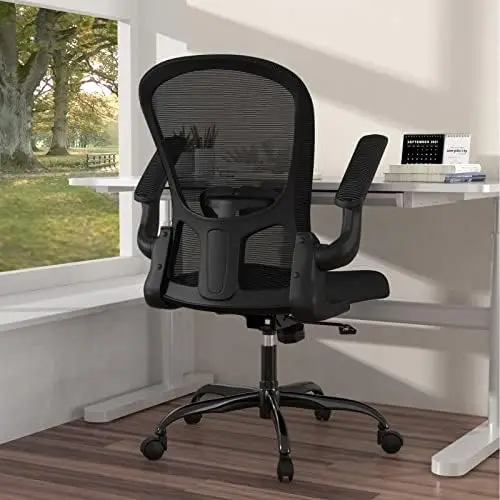 Office Chair, Comfort Swivel Home Office Task Chair, Breathable Mesh Desk Chair, Lumbar Support Computer Chair with Flip-up Arms
Office Chair, Comfort Swivel Home Office Task Chair, Breathable Mesh Desk Chair, Lumbar Support Computer Chair with Flip-up Arms
