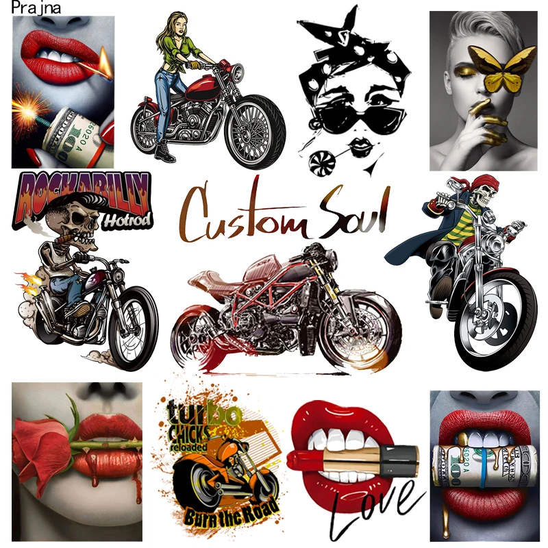 Prajna Locomotive Heat Transfers Rock Motorcycle Biker Iron On Patches For Clothing DIY Sexy Lips Stickers On Clothes Applique
Prajna Locomotive Heat Transfers Rock Motorcycle Biker Iron On Patches For Clothing DIY Sexy Lips Stickers On Clothes Applique