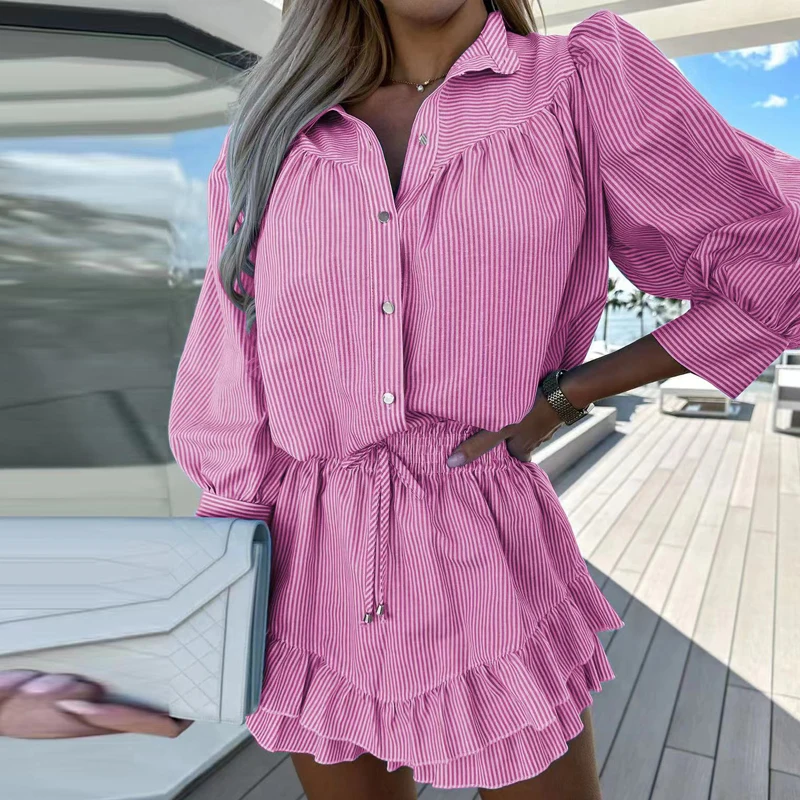 2023 Spring Summer Ruffle A-Line Skirts Outfits Women Elegant Striped Print Two-piece Sets Long Sleeve Blouse Office Ladies Suit
2023 Spring Summer Ruffle A-Line Skirts Outfits Women Elegant Striped Print Two-piece Sets Long Sleeve Blouse Office Ladies Suit