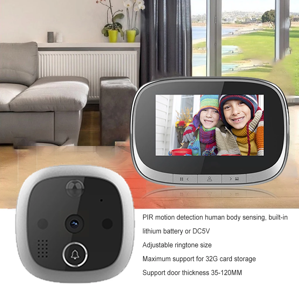 4 3 Inch Electronic LCD Digital Peephole Doorbell 120 Degree Viewer 32G Camera Night Visions Photo Video Smart Bell
4 3 Inch Electronic LCD Digital Peephole Doorbell 120 Degree Viewer 32G Camera Night Visions Photo Video Smart Bell