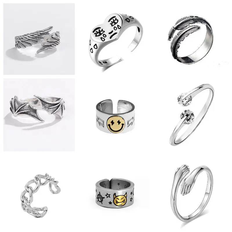 fashion Ring For Women men Charm Smiley simple Jewelry Vintage Ancient Silver Color Happy Smiling Punk Hip Hop Adjustable Rings
fashion Ring For Women men Charm Smiley simple Jewelry Vintage Ancient Silver Color Happy Smiling Punk Hip Hop Adjustable Rings