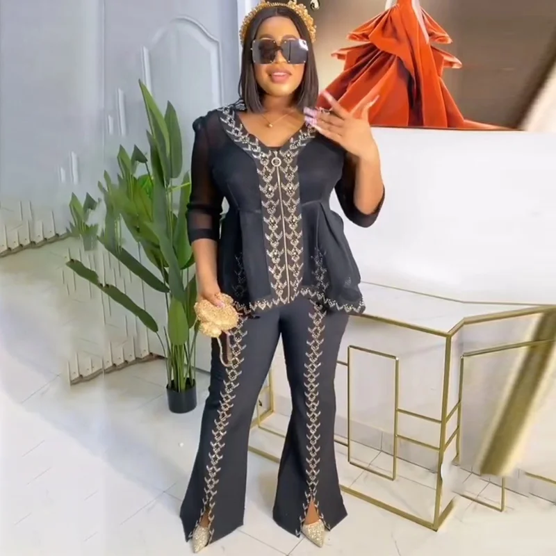 Plus Size Ankara 3 Piece Suit For Women African Dashiki Tops + Inner + Pants Suit 2022 Summer Chiffon Clothing Party Outfits 
Plus Size Ankara 3 Piece Suit For Women African Dashiki Tops + Inner + Pants Suit 2022 Summer Chiffon Clothing Party Outfits