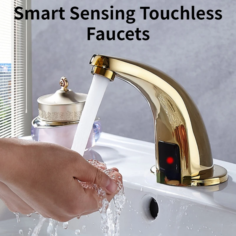 Gold Touchless Bathroom Basin Faucet Smart Sensor Infrared Bubbler Faucet Kitchen Sink Mixer Tap Brass Vanity Tap for Washbasin
Gold Touchless Bathroom Basin Faucet Smart Sensor Infrared Bubbler Faucet Kitchen Sink Mixer Tap Brass Vanity Tap for Washbasin