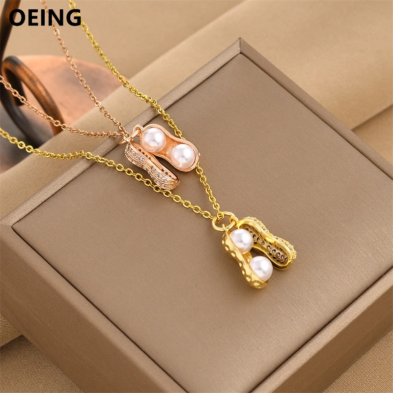 OEING 316L Stainless Steel Gold Color Charm Peanut Shape Pendant Necklace For Women Long Tassel Pearl Jewelry Party Gifts
OEING 316L Stainless Steel Gold Color Charm Peanut Shape Pendant Necklace For Women Long Tassel Pearl Jewelry Party Gifts