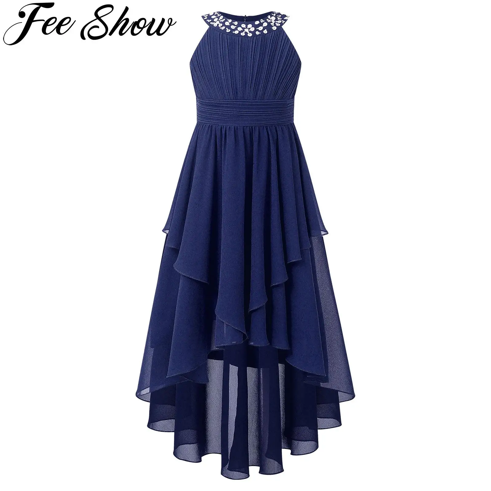 Kids Girls Shiny Beaded Party Dress Sleeveless Ruched High-Low Hem Summer Chiffon Princess Dress for Birthday Wedding Bridesmaid
Kids Girls Shiny Beaded Party Dress Sleeveless Ruched High-Low Hem Summer Chiffon Princess Dress for Birthday Wedding Bridesmaid