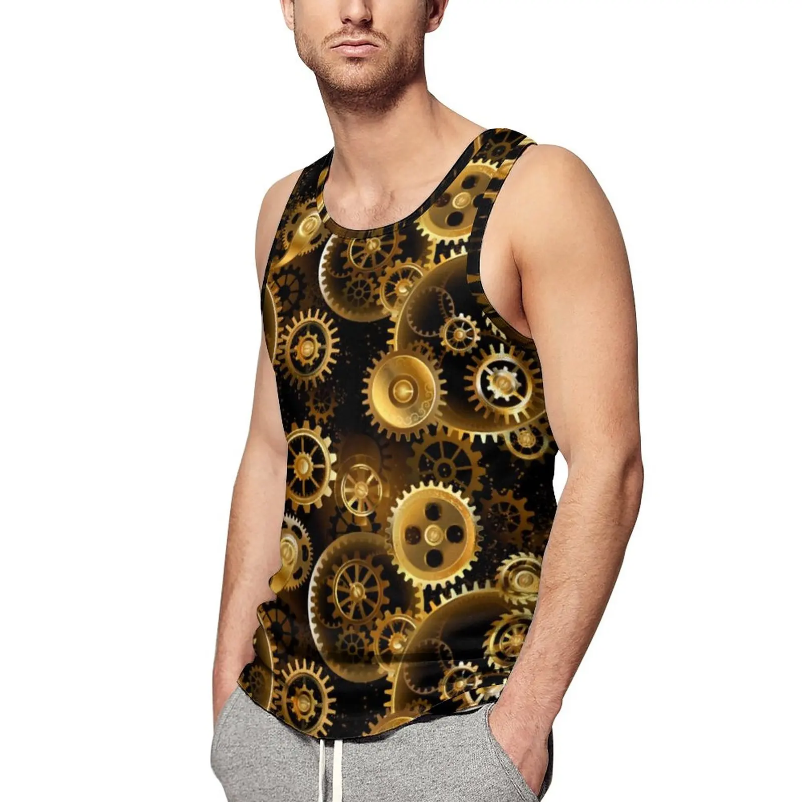Retro Steampunk Tank Top Man Brass Gears Print Vintage Tops Summer Gym Custom Sleeveless Shirts Plus Size
Retro Steampunk Tank Top Man Brass Gears Print Vintage Tops Summer Gym Custom Sleeveless Shirts Plus Size