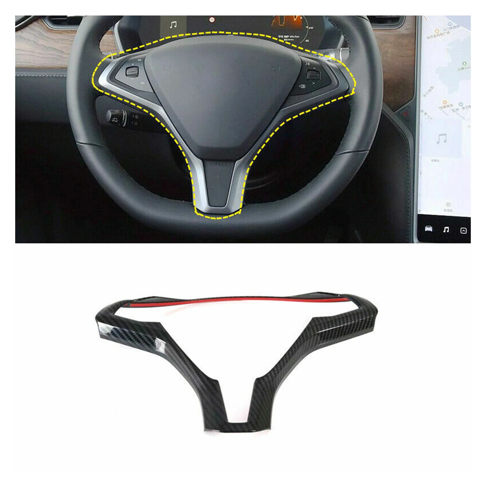 Carbon Fiber Steering Wheel Cover Trim For Tesla Model X/S 2019-2021 Car Accessories Inner ABS Sequin Decoration
Carbon Fiber Steering Wheel Cover Trim For Tesla Model X/S 2019-2021 Car Accessories Inner ABS Sequin Decoration